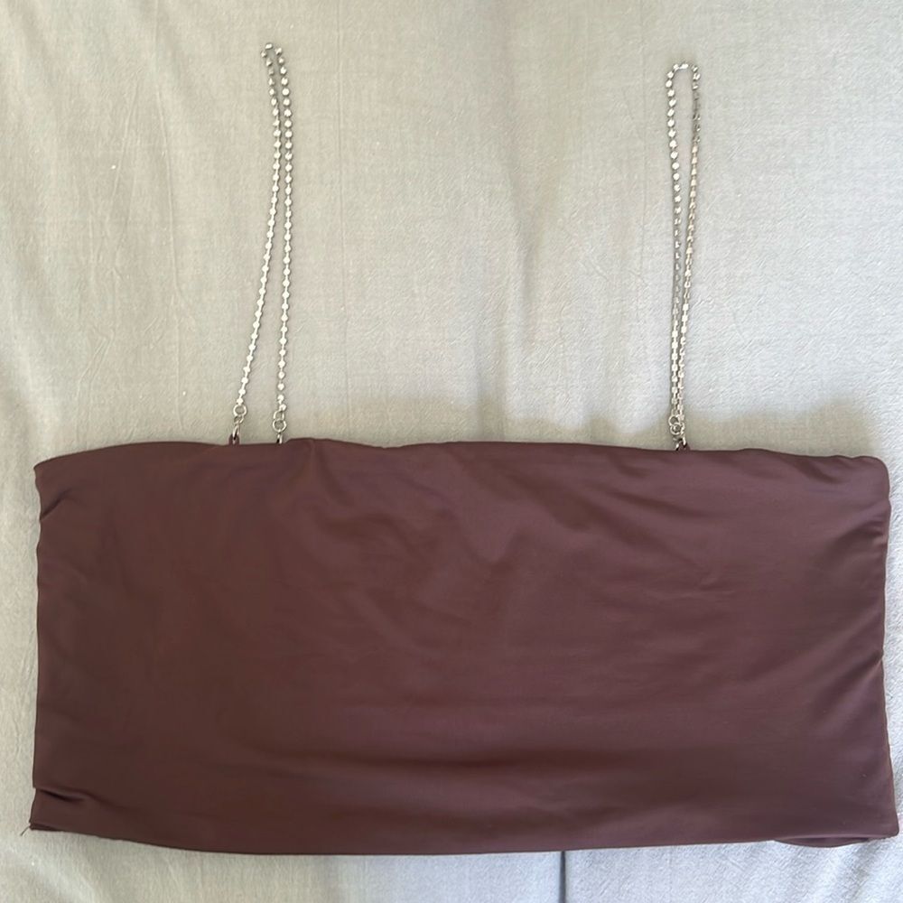Brown Tube Top with Diamanté Straps